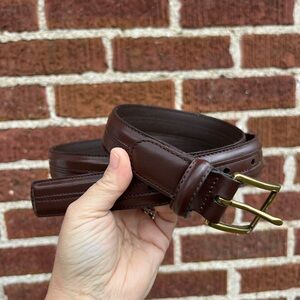 Brown Genuine Leather Belt with Brass Buckle size 38 Unbranded Preppy Classic